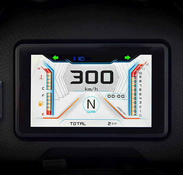 moto QJ MOTOR SRT 700 X détail compteur digital LCD